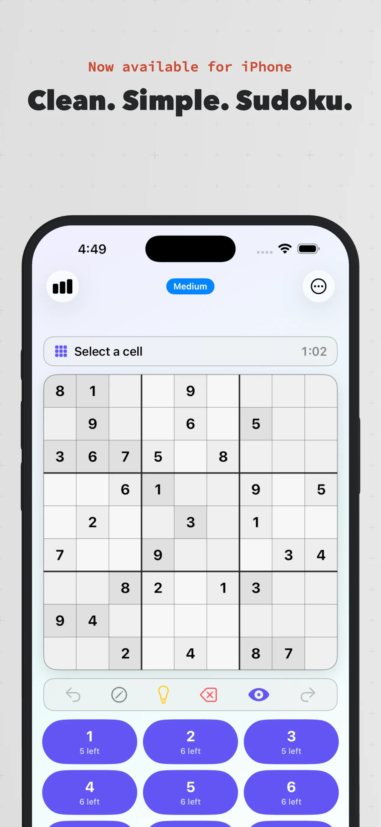 Kazuwa Sudoku - Introduction screen showing fresh empty 9×9 grid on iPhone
